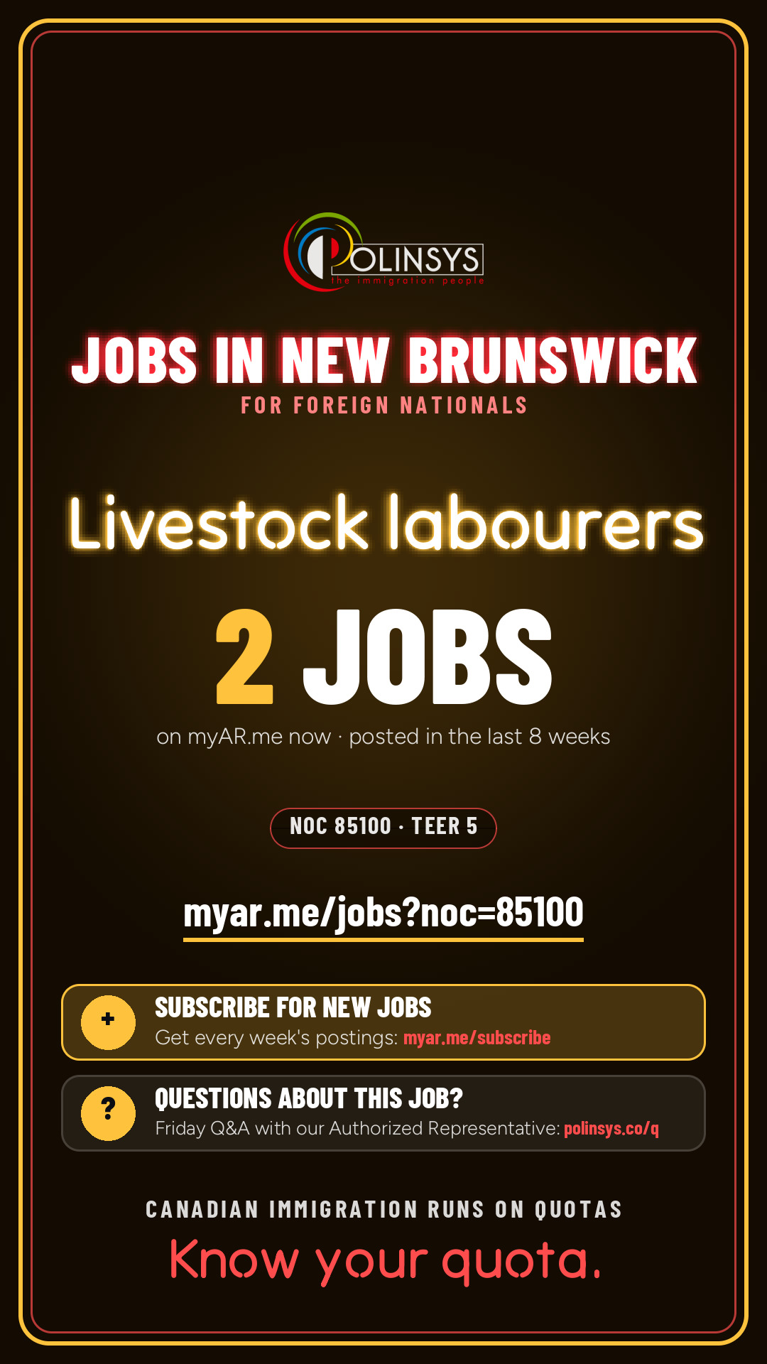 Job card: Livestock labourers (NOC 85100) — 2 jobs on myAR.me