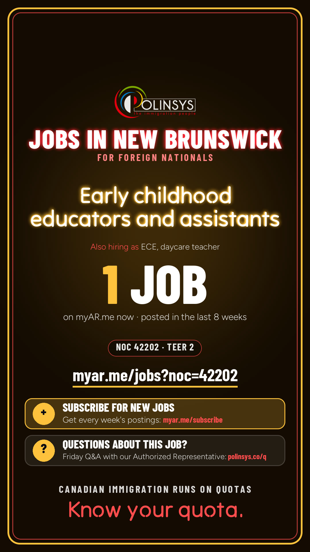 Job card: Early childhood educators and assistants (NOC 42202) — 1 jobs on myAR.me