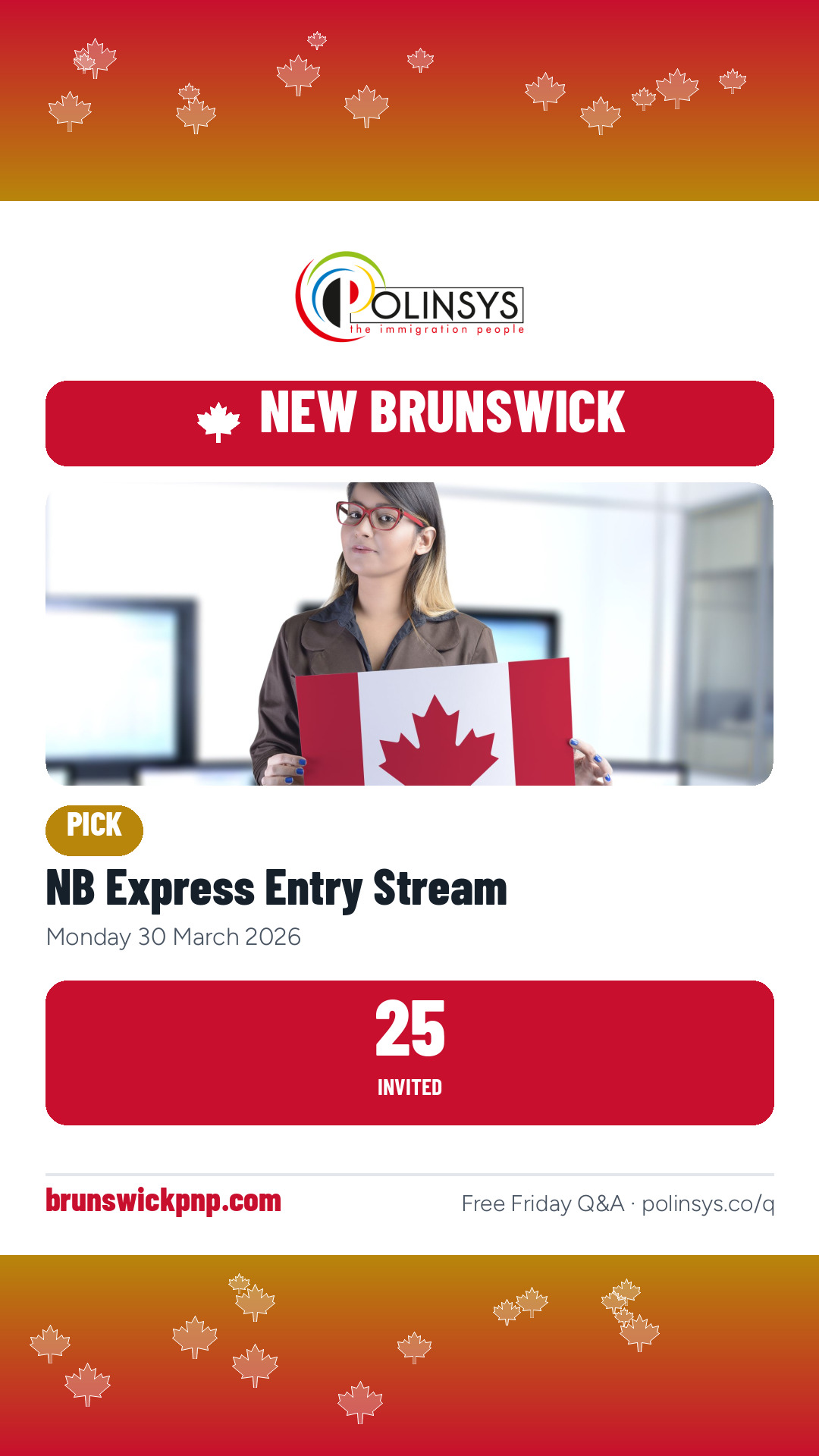 NB Express Entry Stream — 25 invitations, 30 March 2026